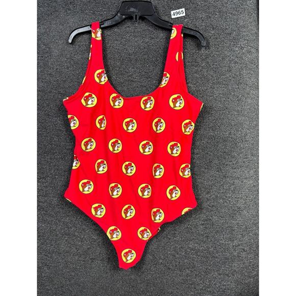 Buc-ee's One-Piece Swimsuit Womens Size XL Red With Beaver Logo Print - Picture 1 of 4